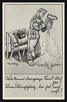 1936-1944 'And where does all this sand come from' Military Caricature Propaganda Postcard, Third Reich Nazi Germany, Mint