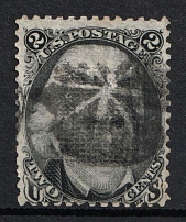 1868 2c Jackson, United States, USA (Scott 85B, Grill about 11x14 mm, Black, Used, CV $1,100)