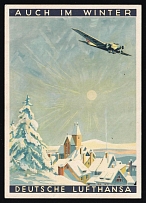 1936 'Even in Winter Deutsche Lufthansa', Propaganda Postcard, Third Reich Nazi Germany