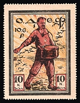 1924 Soviet Russia USSR Friends of the Air Fleet Society ODVF Rostov-on-Don 10k airplane sower charity stamp