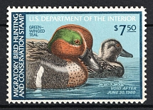 1979 7.50d Hunting Permit Stamp, United States, USA (Scott RW 46, Full Set, MNH)