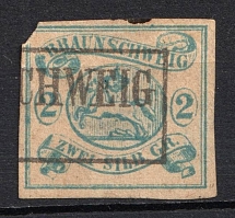 1852 2sgr Braunschweig, German States, Germany (Mi. 2, Canceled, CV $420)