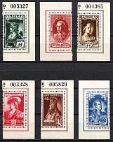 1943 Belgian Flemish Legion, Germany (Mi. IX - XIV, Full Set, Plate Numbers, Corner Margins, CV $330, MNH)