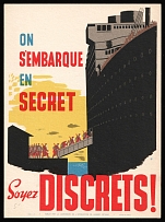 Canada, 'Be discreet!', Ottawa War Information Commission, French Language Propaganda Mini Poster