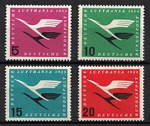 1955 German Federal Republic, Germany, Airmail (Mi. 205 - 208, Full Set, CV $40)