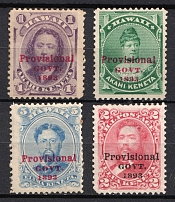 1893 Provisional Government, Hawaii, United States, USA (Scott 53, 55, 58, 66, Overprints, CV $20)