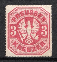 1867 3kr Prussia, German States, Germany (Mi. 24, CV $40)