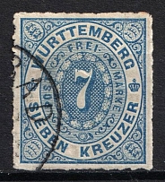 1869 7kr Wurttemberg, German States, Germany (Mi. 39, Signed, Canceled, CV $30)