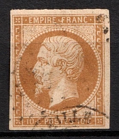 1860 10C France (Mi. 121, Type l, Used, CV $35)